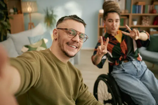 Team members collaborating on participant support plans